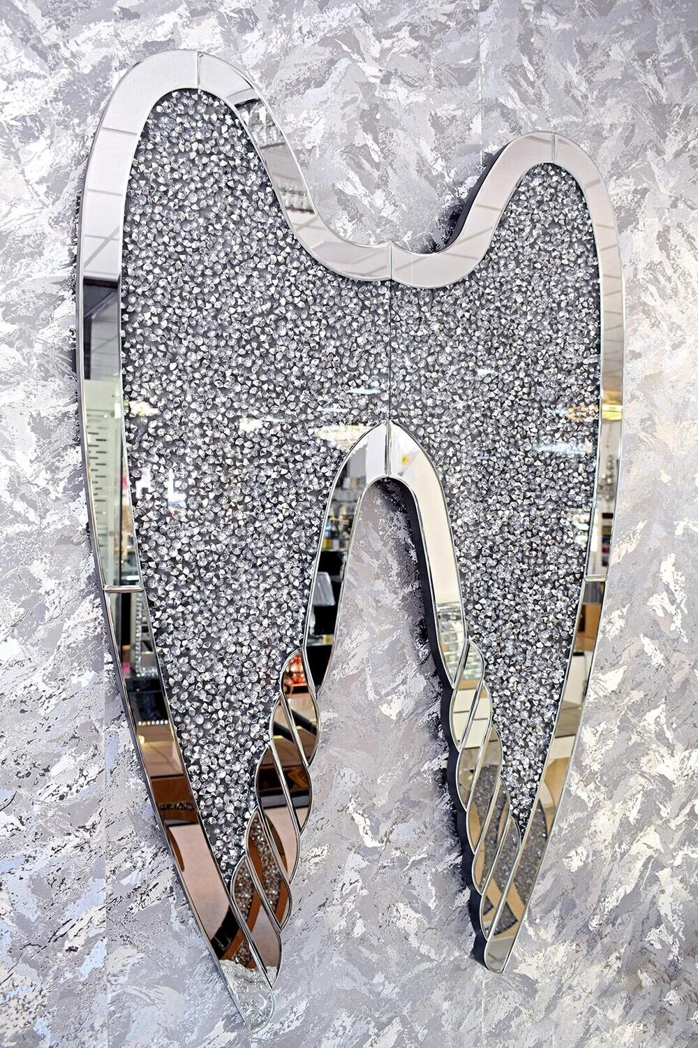 Spiegel Engelsflügel 80x120 Diamant Crushed Ice Engel Glitzer