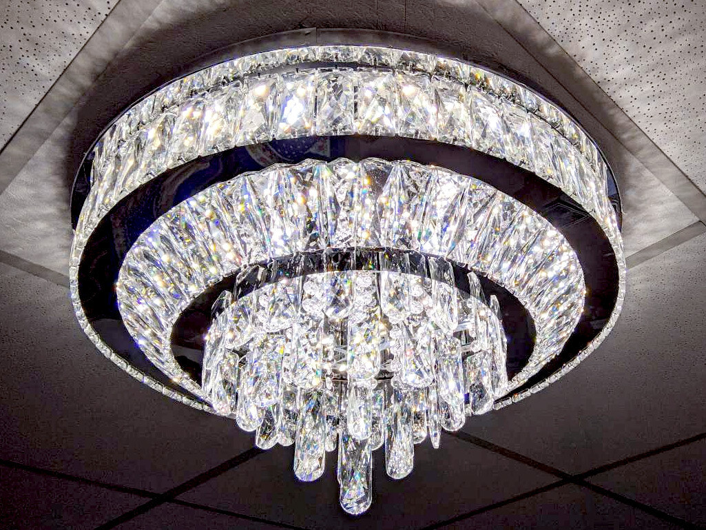 LED Deckenlampe 60 cm Kristallglas Licht Warm Kalt Neutral