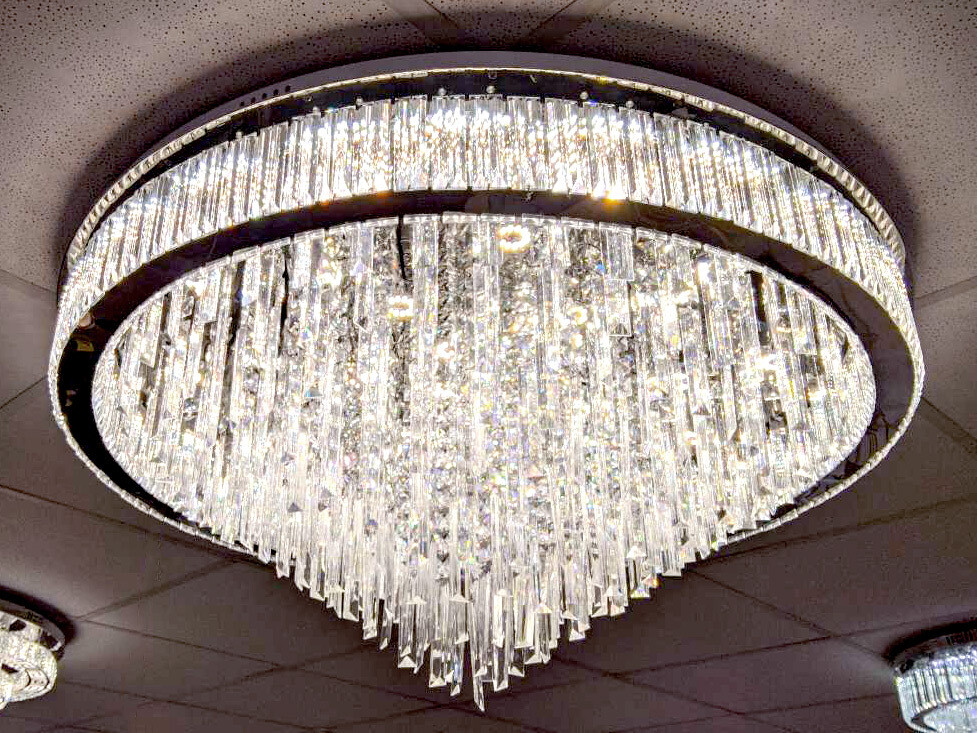 LED Deckenlampe 100 cm Kristallglas Licht Warm Kalt Neutral
