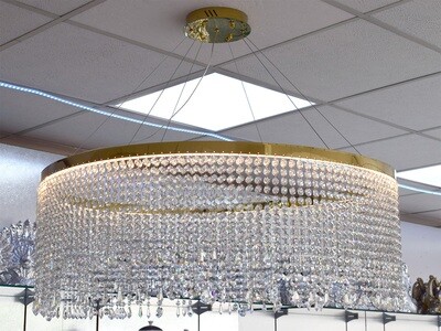 LED Deckenlampe Rund 90 cm Gold Kristall-Design Licht