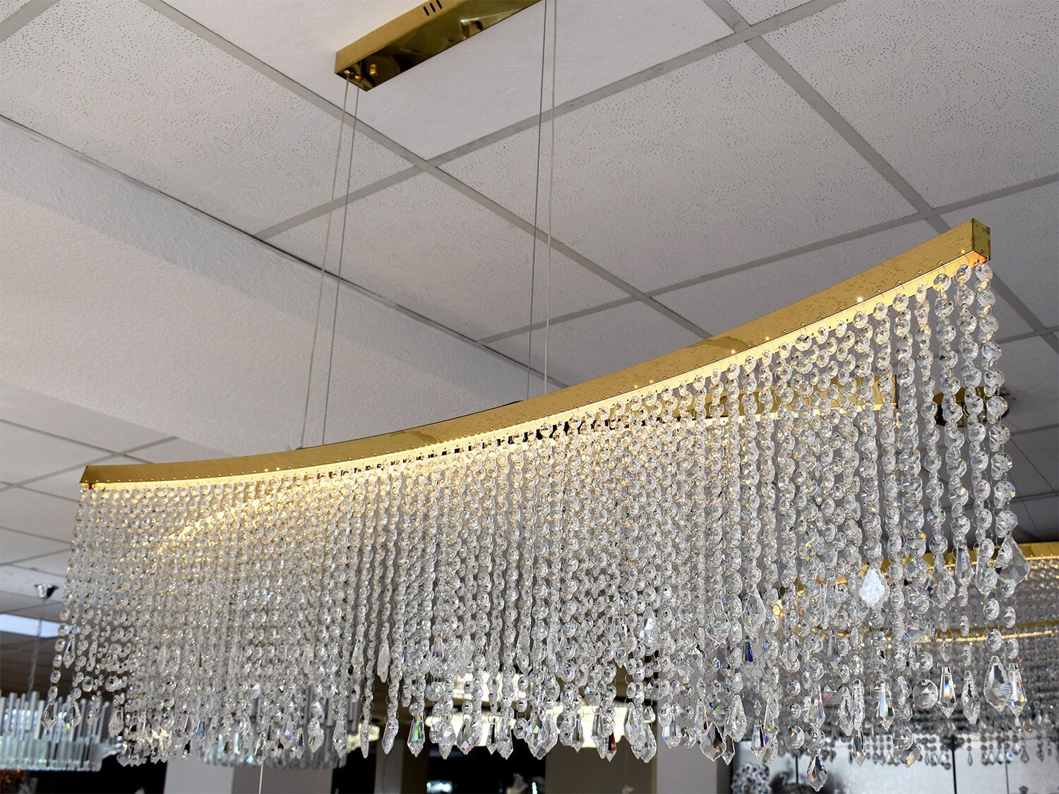LED Deckenlampe 150 cm Gold Kristall-Design Hängelampe