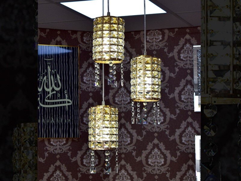 3er Set Hängelampe Gold Deckenlampe Kristall-Design Licht