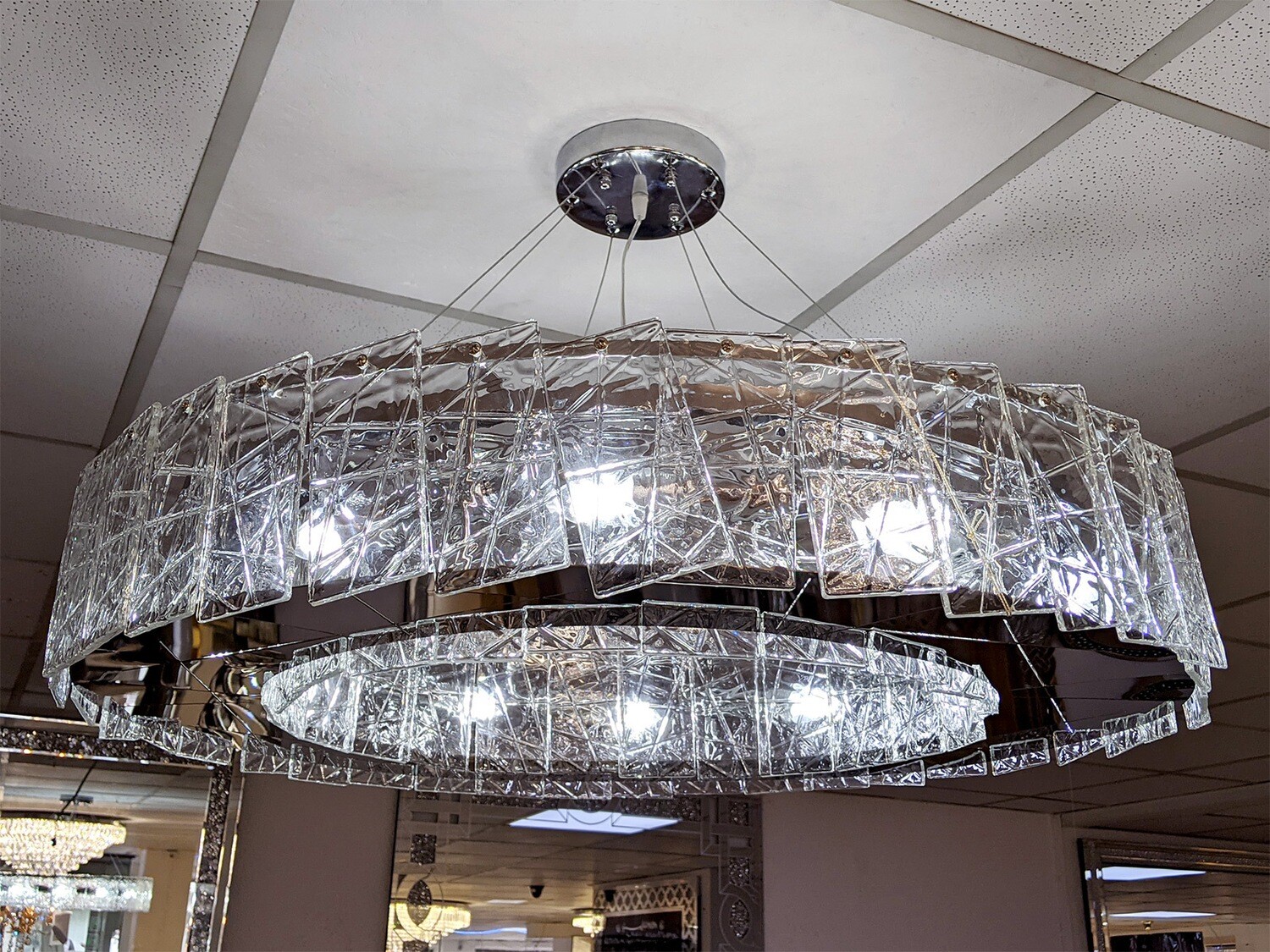 Deckenlampe Silber 80 cm Design Lampe Licht Beleuchtung