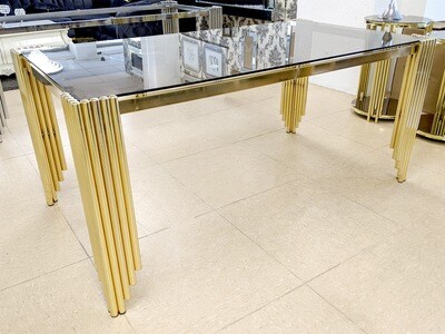 Esstisch 160 cm Gold Glas Küche Tisch Esszimmer