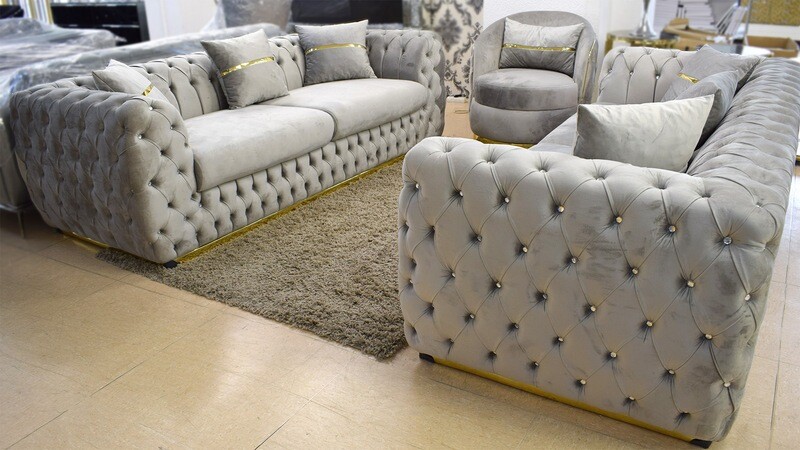 Chesterfield Sofa 3-3-1 &quot;Paris&quot; Farbauswahl Sessel Couch