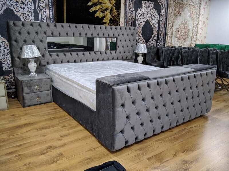 Chesterfield Bett &quot;Sara&quot; TV-Halter Kamin Farbauswahl