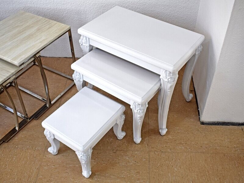 Barock Beistelltische "Lion" 3er-Set Weiss Hochglanz Design Barock Beistelltische "Lion" 3er-Set Weiss Hochglanz Design