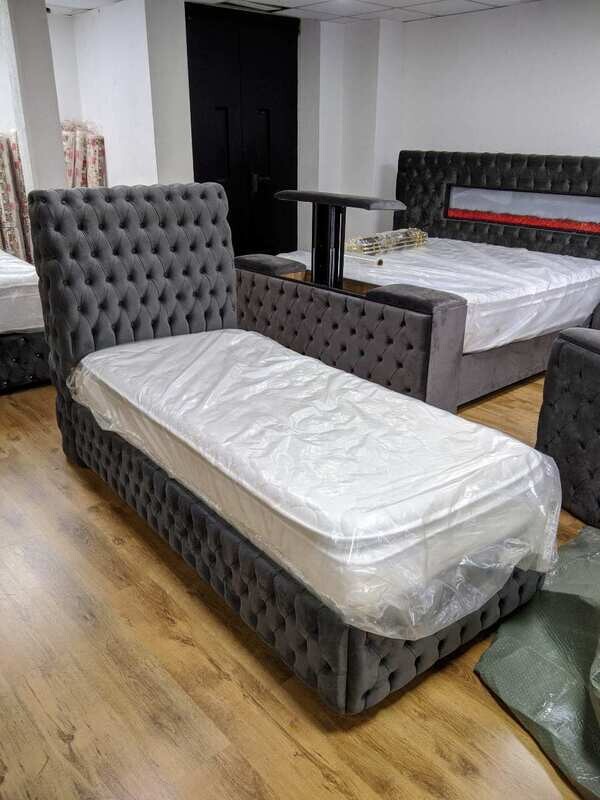 Chesterfield Einzelbett &quot;Graf&quot; 95x225 Farbauswahl Schlafzimmer