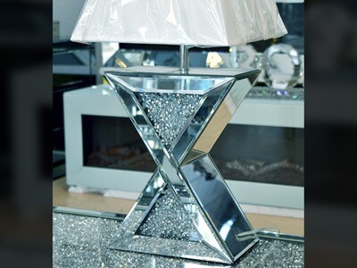 Spiegel Tischlampe Silber Crushed Ice Diamant Lampe
