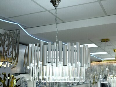 LED Deckenlampe Silber 60 cm Steine Lampe Licht