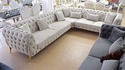 Chesterfield Eck-Sofa "Kent" Farbauswahl L-Form Couch