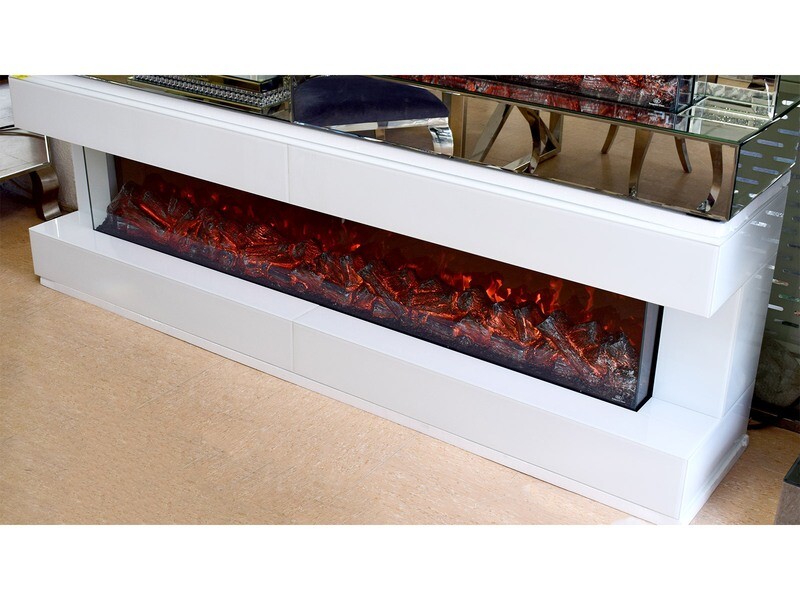 Spiegel Kamin &quot;Lucy&quot; 200 cm Farbauswahl Lowboard TV Verspiegelt