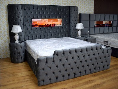 Chesterfield Bett &quot;Baron&quot; Farbauswahl Kamin Matratze Nachttische