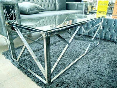 Couchtisch "Lars" Silber Chrom Glas Design Wohnzimmer Tisch