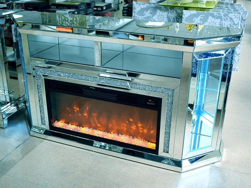 Spiegel Konsole &quot;Diana&quot; Vitrine Kamin LED Diamant Flammen