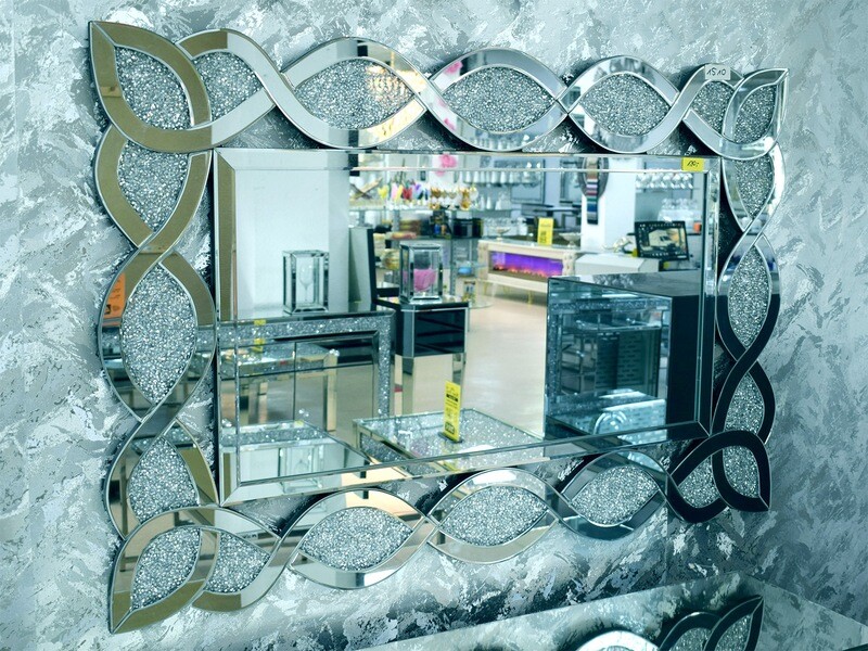 Diamant Wandspiegel &quot;Sabine&quot; 120x80 Silber Schlafzimmer Dekoration