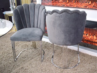 2 x Design Stuhl "Thomas" Grau Silber Chrom Esszimmer Küche