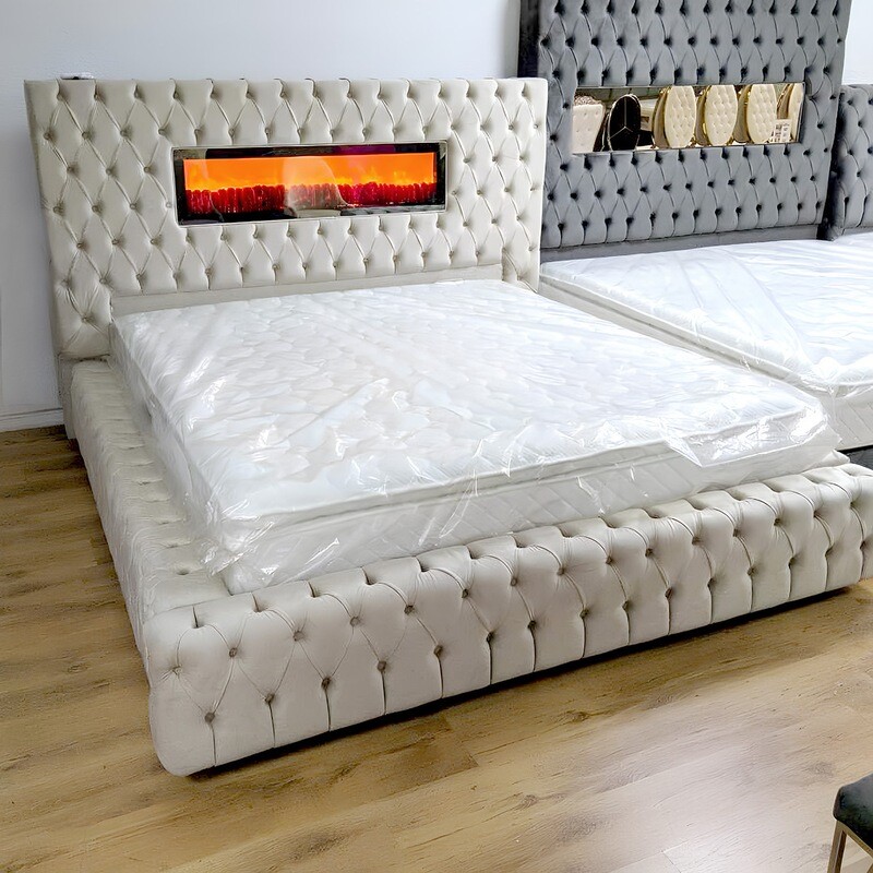 Chesterfield Bett &quot;Pharao&quot; Farbauswahl Kamin Matratze