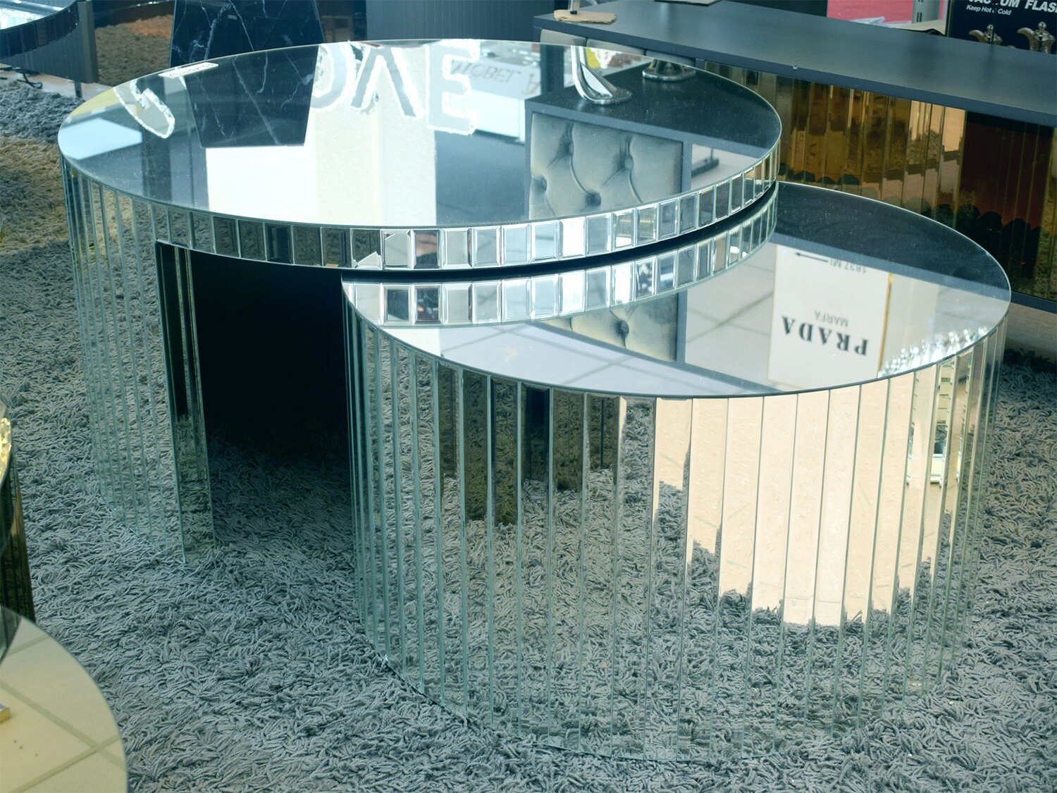 2er-Set Spiegel Couchtisch &quot;Marta&quot; Silber Wohnzimmer