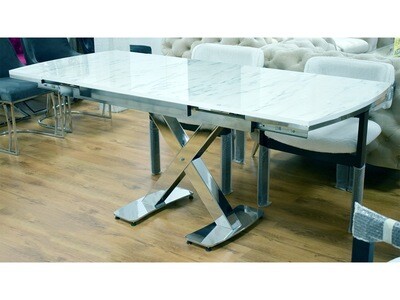 Esstisch Ausziehbar "Asal" 120 zu 180 cm Weiss Silber Küche Tisch