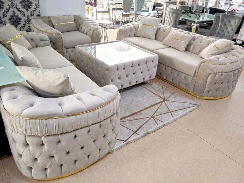 XL Chesterfield 3-3-1 &quot;Merlin&quot; Farbauswahl Sofa Garnitur Couch