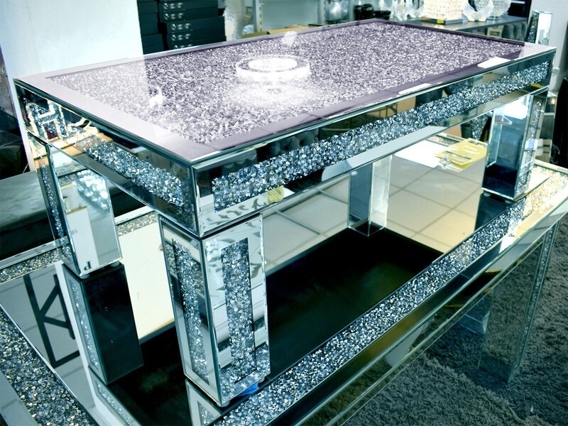 Spiegel Couchtisch &quot;Glanz&quot; 110x60 cm Silber Diamant Design