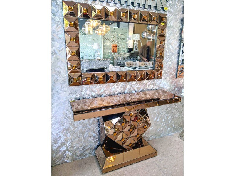 Set Konsole &quot;Adel&quot; Gold Strass mit Spiegel Schlafzimmer