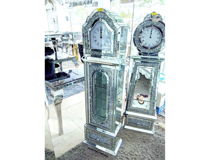 Spiegel Standuhr &quot;Zora&quot; Diamant Dekoration Luxus