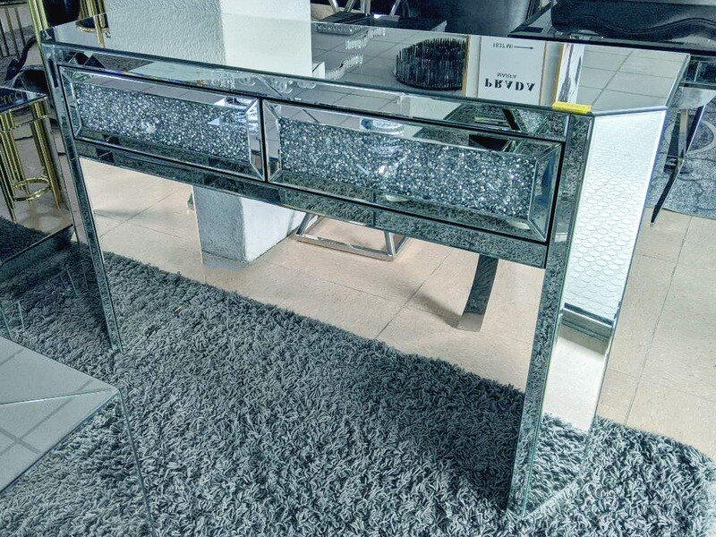 Spiegel Schmink Wandkonsole &quot;Glorios&quot; Diamant-Design Kommode