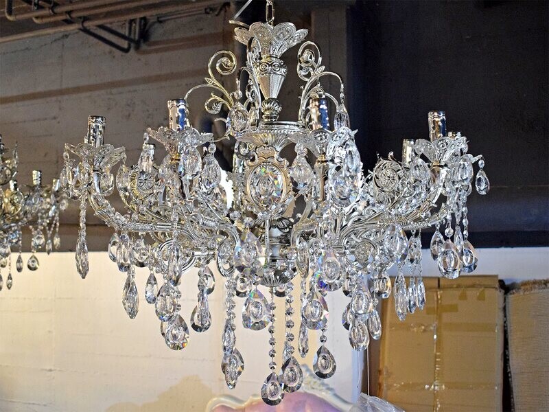Kronleuchter &quot;Richard&quot; 10-armig Silber Kristall-Design Lüster