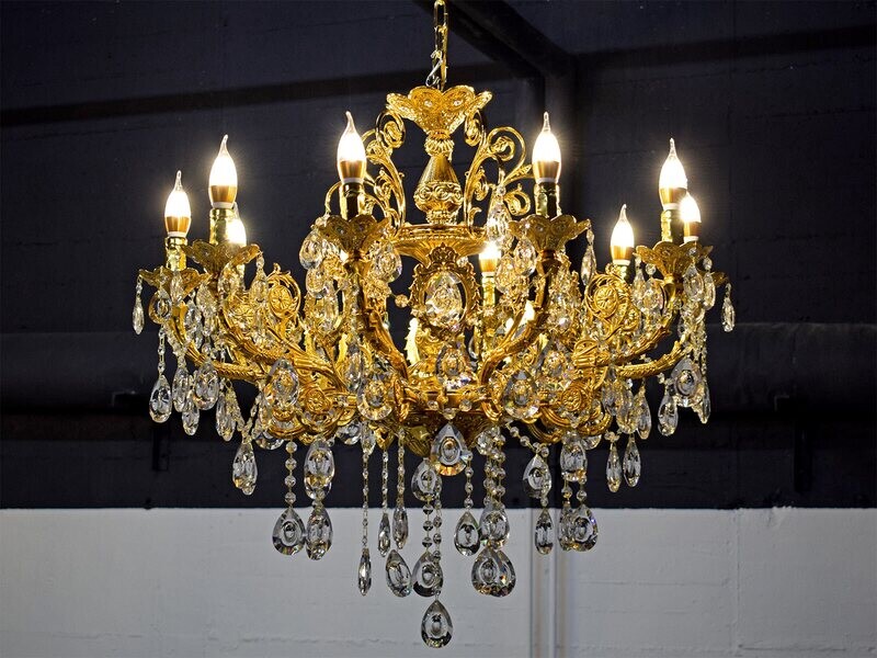 Kronleuchter &quot;Richard&quot; 10-armig Gold Kristall-Design Lüster