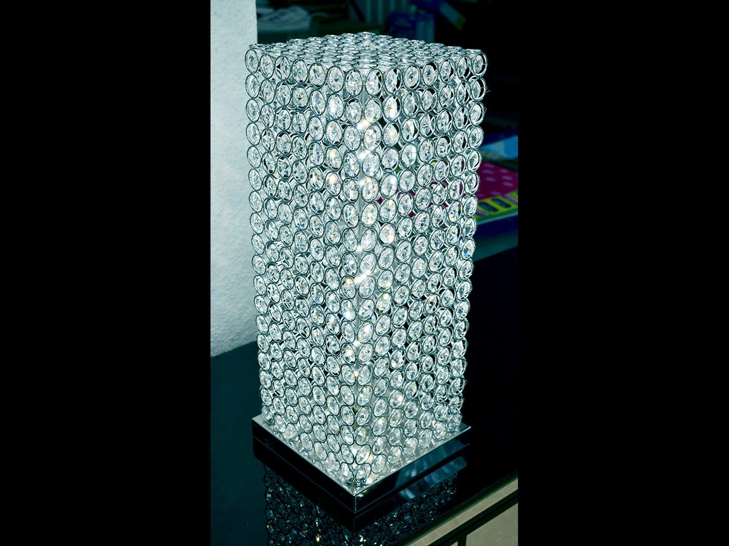 XL LED Tischlampe "Turm" Kristall-Design Deko Leuchte