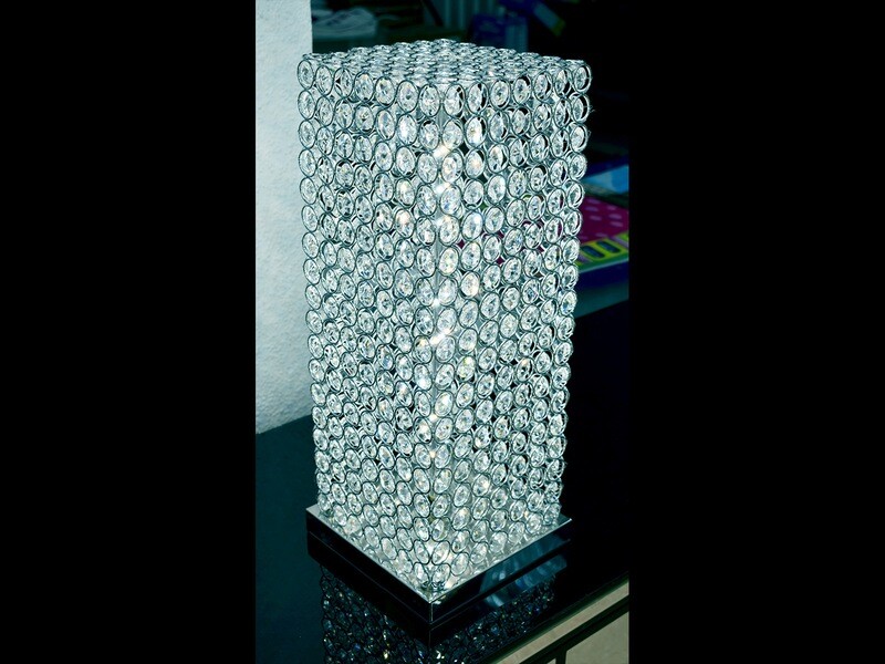XL LED Tischlampe &quot;Turm&quot; Kristall-Design Deko Leuchte