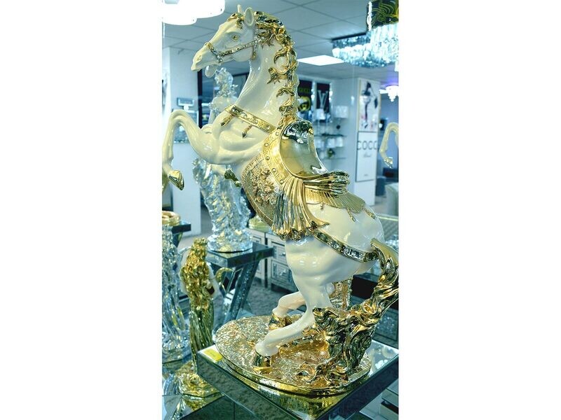 XL Statue Pferd &quot;Komet&quot; Gold Luxus Dekoration