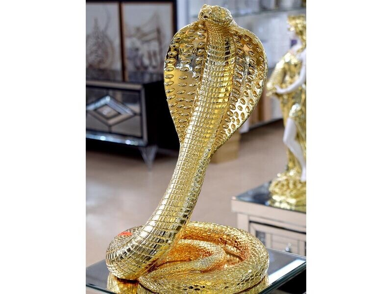 Statue Schlange &quot;Viper&quot; Gold Luxus Dekoration