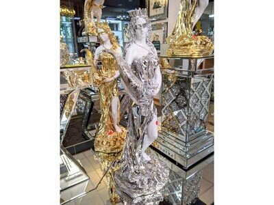 Statue Frau "Penelope" Silber Luxus Dekoration Wohnzimmer