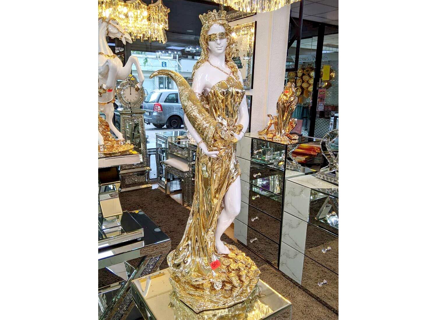 Statue Frau &quot;Penelope&quot; Gold Luxus Dekoration Wohnzimmer
