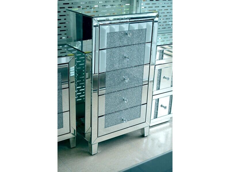 Spiegel Kommode &quot;Ruby&quot; Silber Diamant-Design Schubladen
