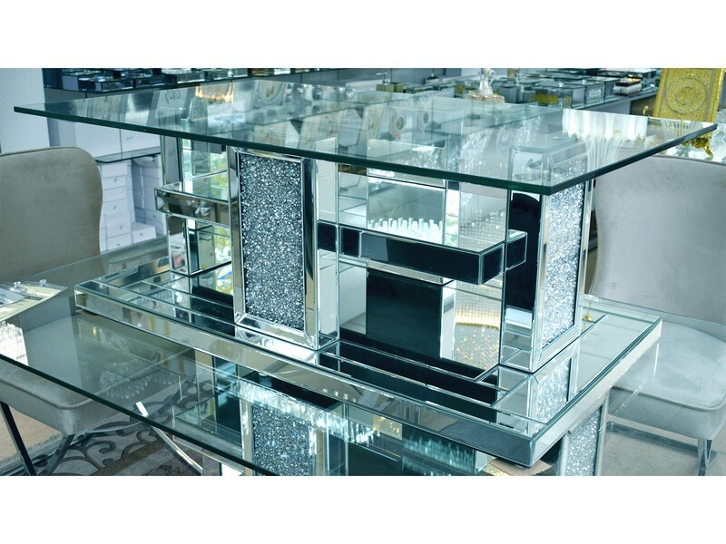 Spiegel Couchtisch &quot;Elite&quot; 120x70 Diamant-Design Silber