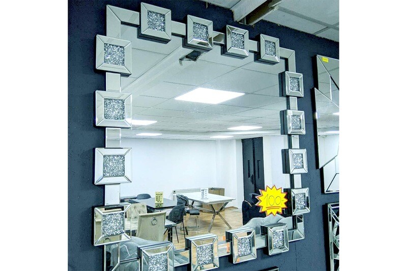 Wandspiegel 100x100 &quot;Reflekt&quot; Viereckig Silber Diamant-Design
