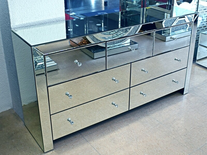 Spiegel Kommode &quot;Silvio&quot; 150 cm Silber Verspiegelt Schlafzimmer