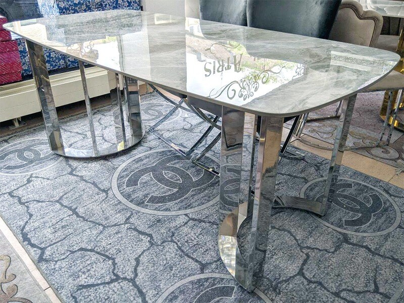 Esstisch &quot;Paradies&quot; 180x90 cm Grau Silber Marmor-Design Küche