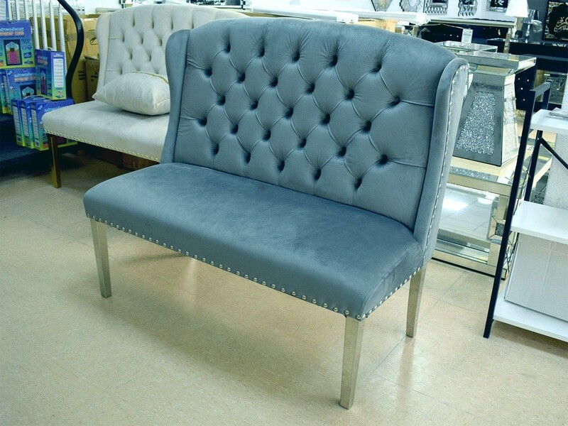 Chesterfield Sitzbank &quot;Henry&quot; Grau Silber 120 cm