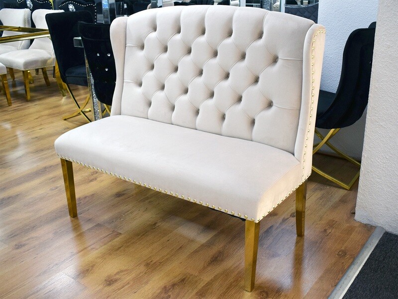 Chesterfield Sitzbank &quot;Henry&quot; Beige Gold 120 cm