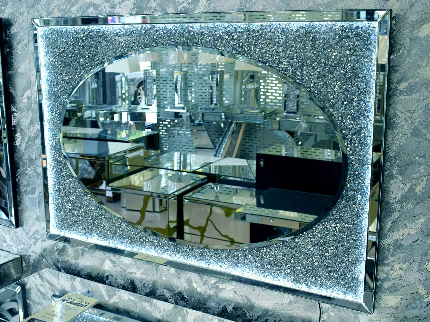 LED Spiegel Blink Silber Diamant-Verzierung Schlafzimmer