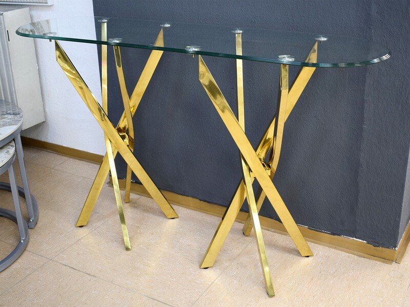Wandkonsole &quot;Schatz&quot; 140 cm Glasplatte Gold Design