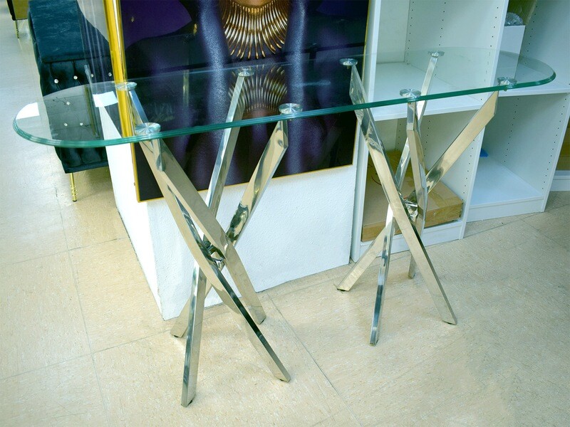 Wandkonsole &quot;Schatz&quot; 140 cm Glasplatte Silber Design