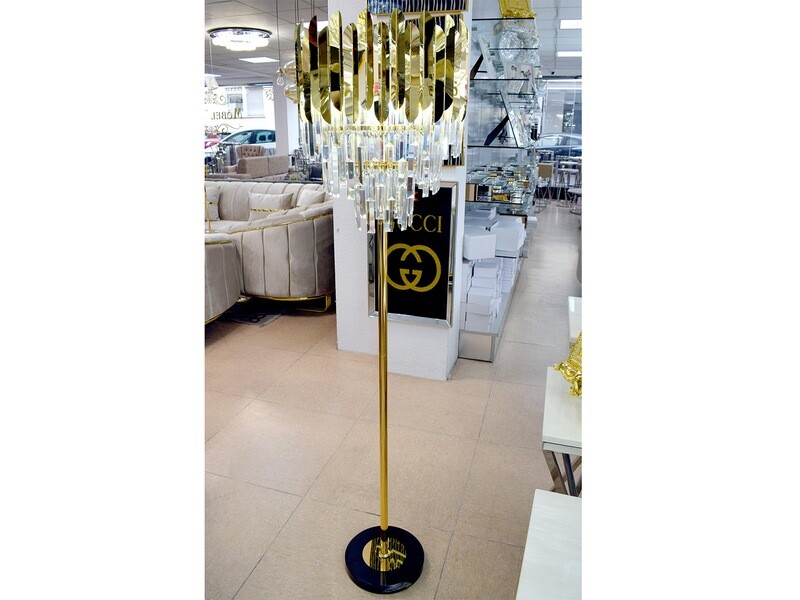 Deko Stehlampe &quot;Palast&quot; Gold Steine Design + LED