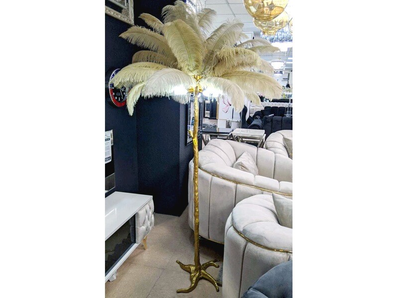 Deko Stehlampe &quot;Sahara&quot; Gold Beige Palme Design + LED