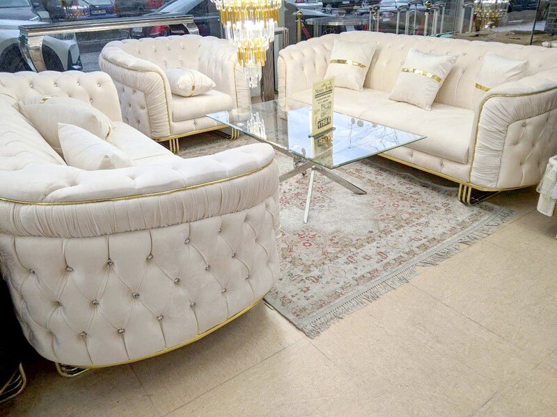 XL Chesterfield 3-3-1 &quot;Merlin 2&quot; mit Füße Farbauswahl Sofa Garnitur Couch